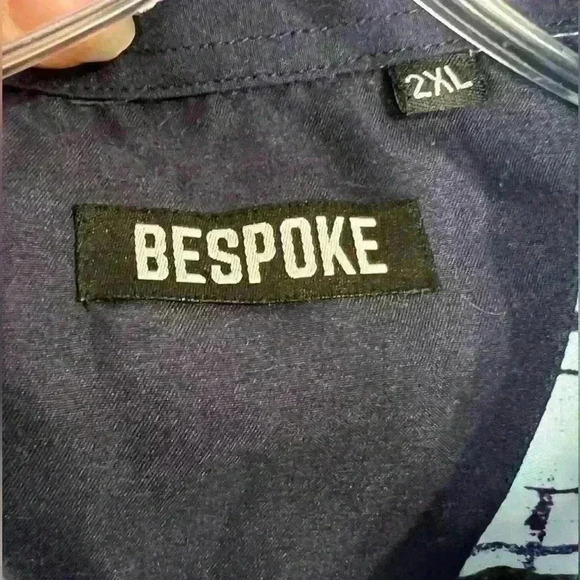 Bespoke Men’s Long Sleeve Button Down Shirt Size 2XL Graphic Print Blue - Picture 3 of 6